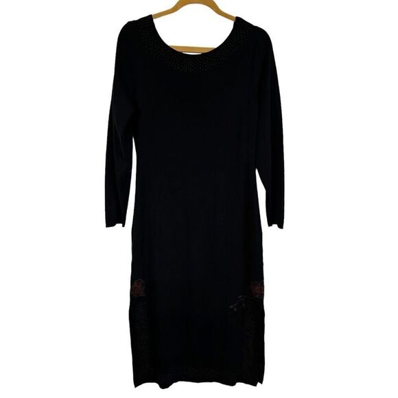 PERUVIAN CONNECTION Heavyweight Knit Midi Sweater Dress size Medium Pima Cotton - Picture 2 of 7